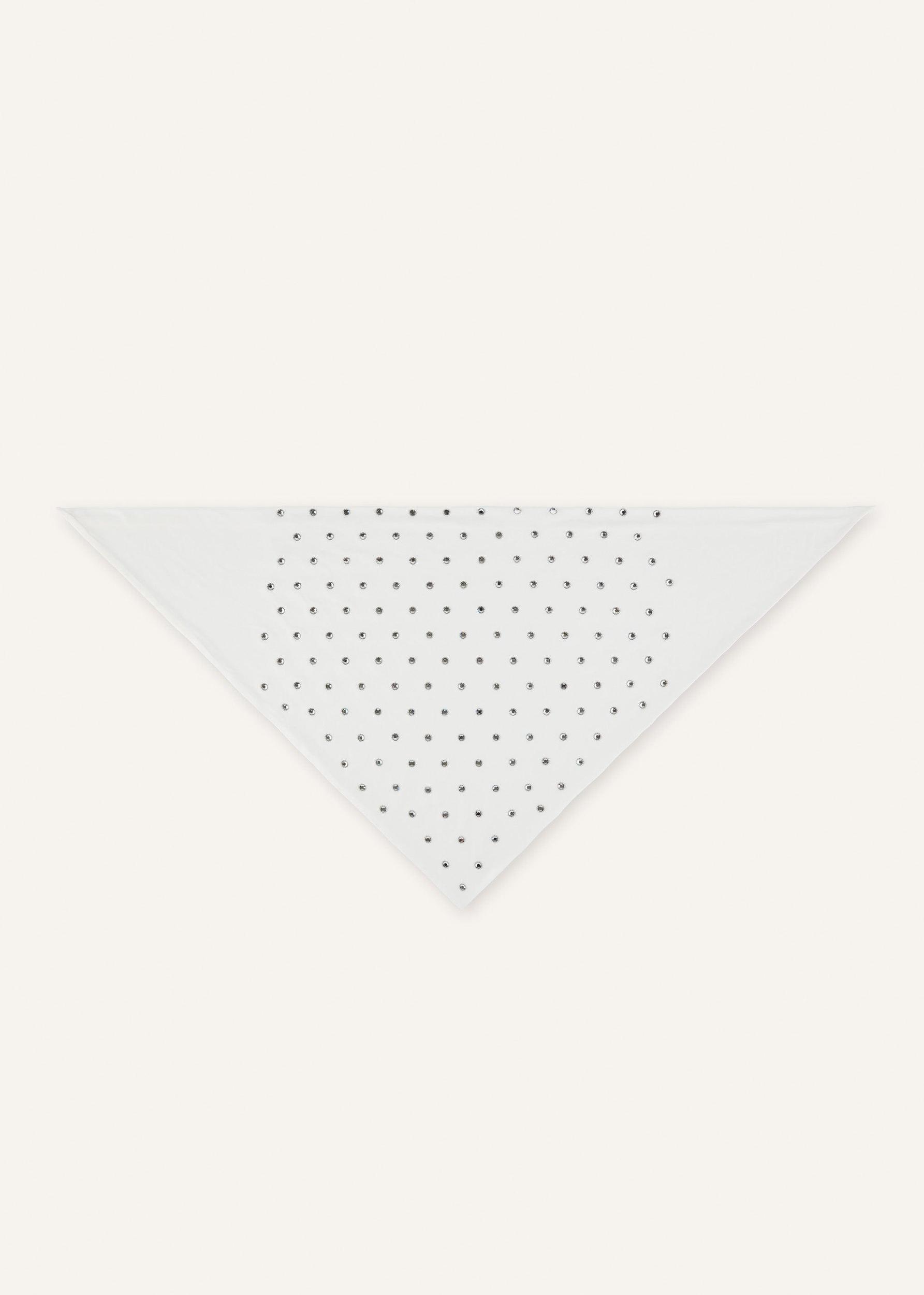 Crystal-studded triangle bandana in cream Product Image