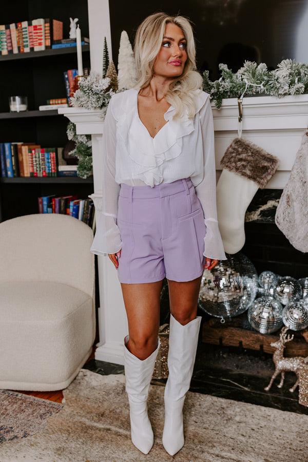 The Royal High Waist Shorts in Lavender Product Image