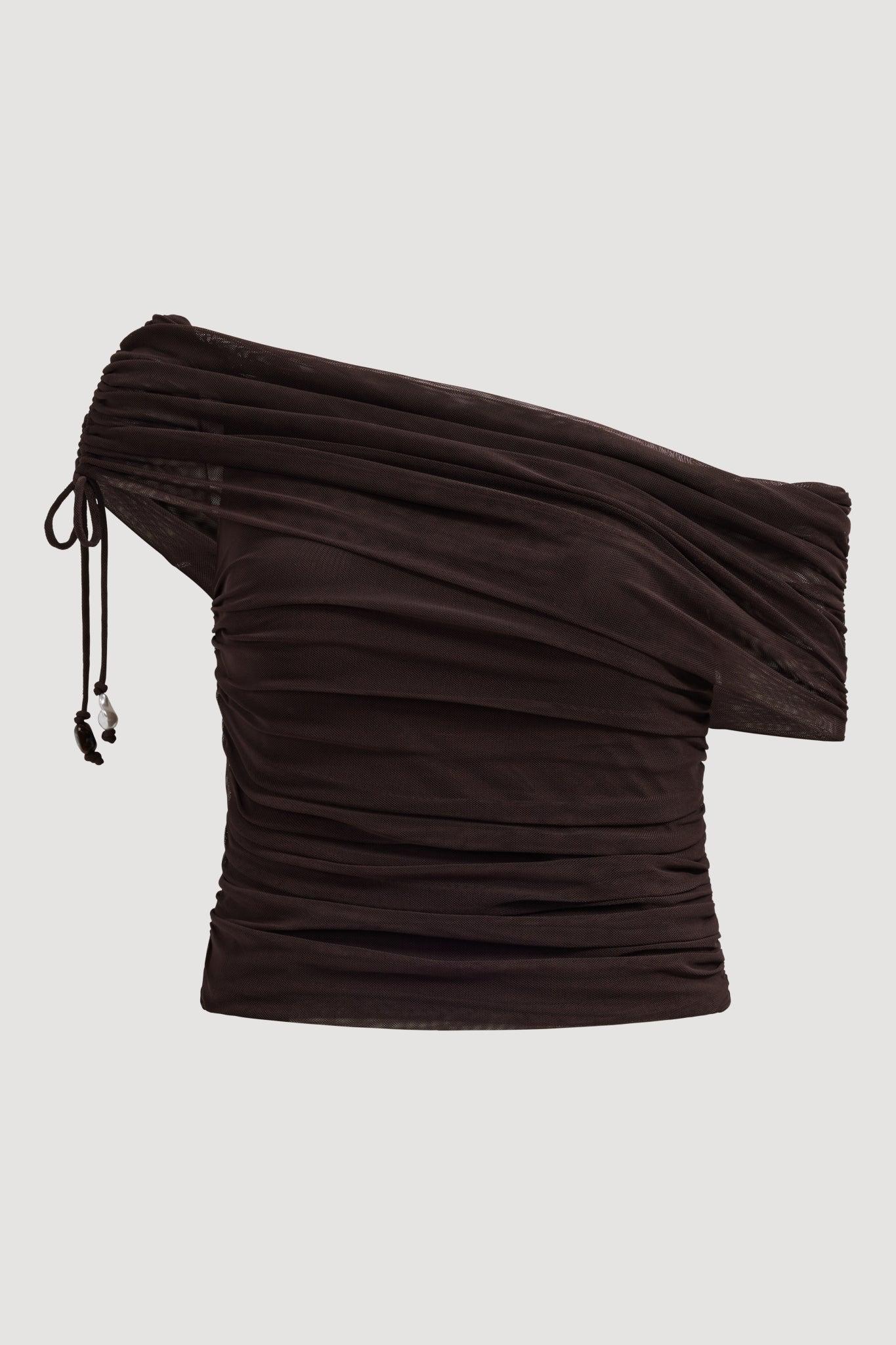 Novae One Shoulder Top-DEEP CHOCOLATE / XXS Product Image