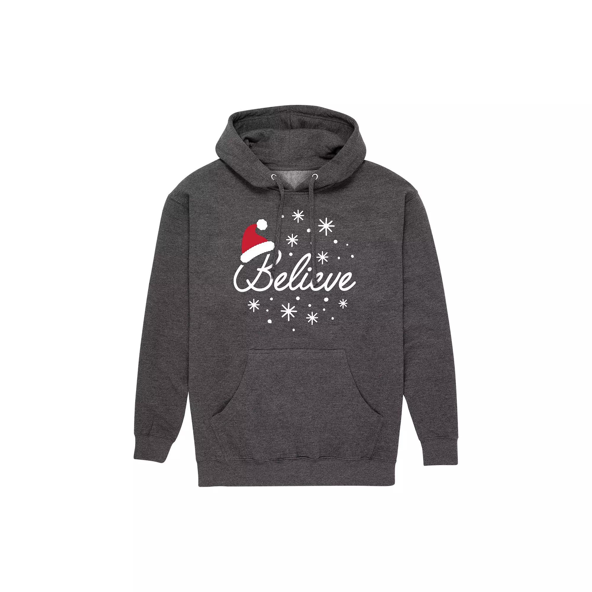 Men's Believe With Santa Hat Graphic Hoodie,  Product Image