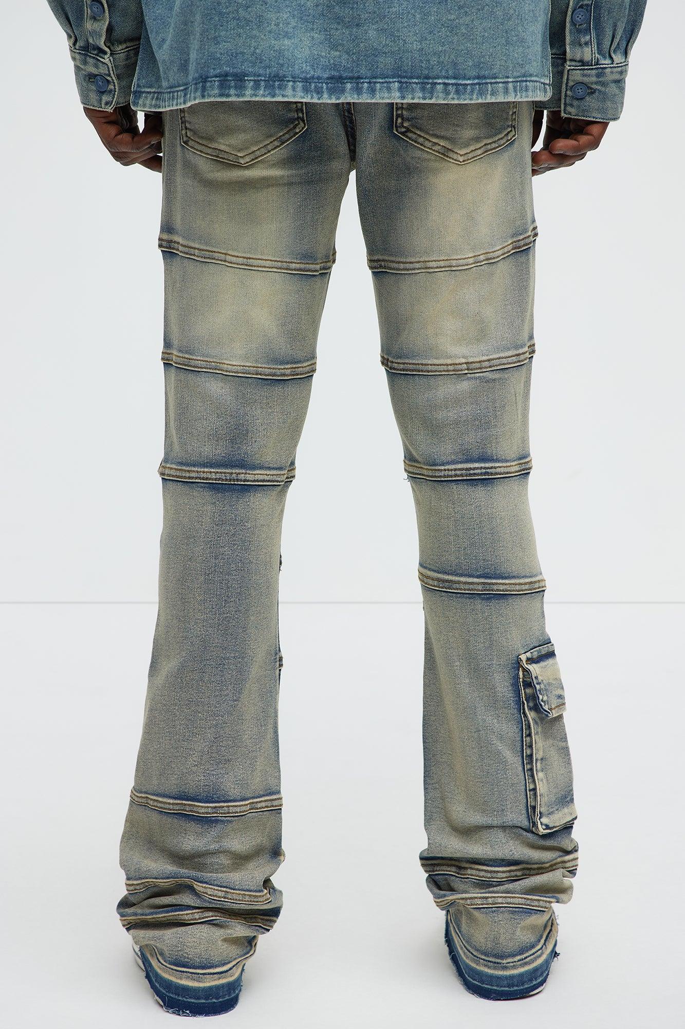 Stacked Skinny Flare Come Find Me Cargo Jeans - Light Blue Wash Male Product Image