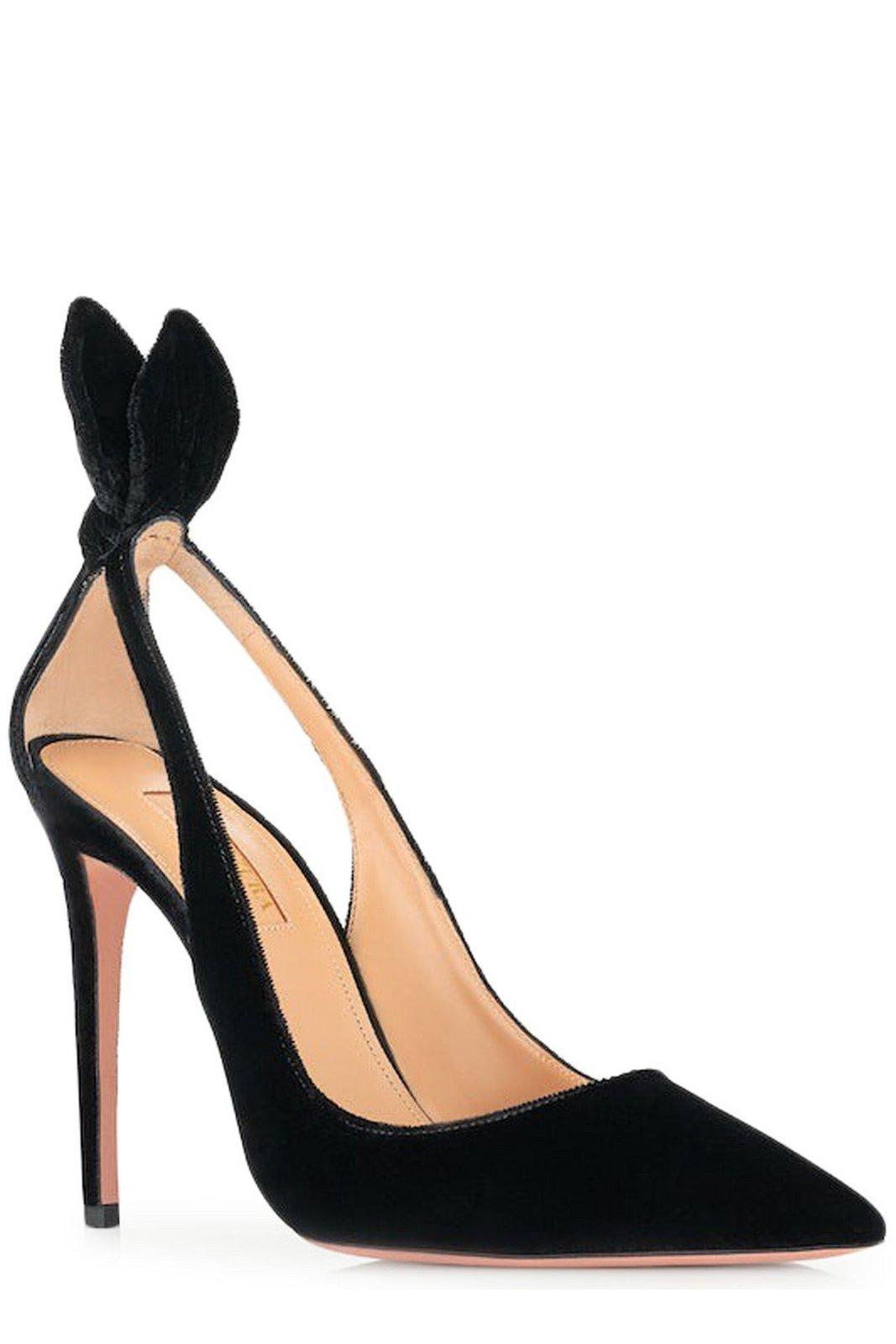 AQUAZZURA Bow Tie 85 Suede Pumps In Black Product Image