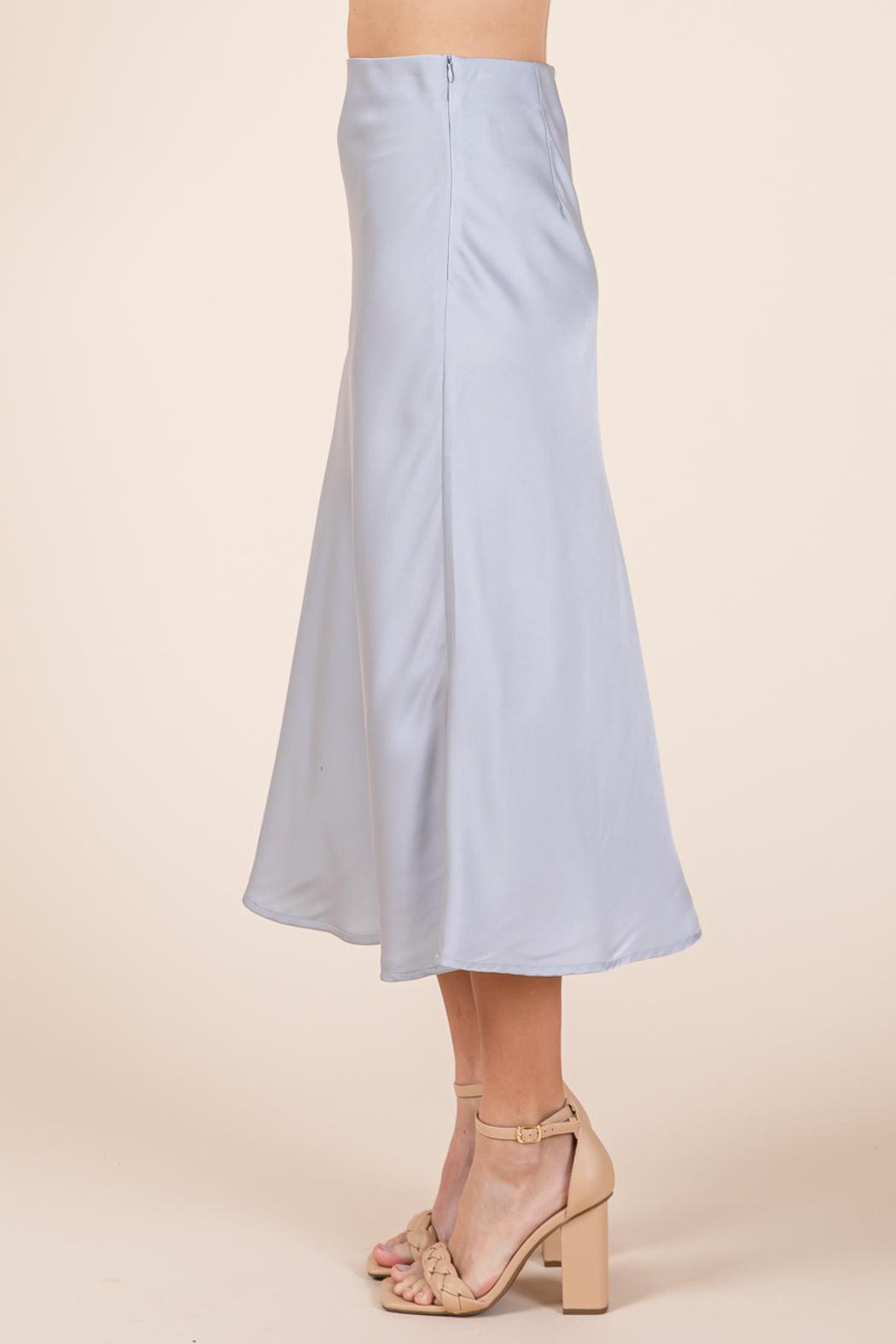 High Waist Satin A Line Midi Skirt Product Image