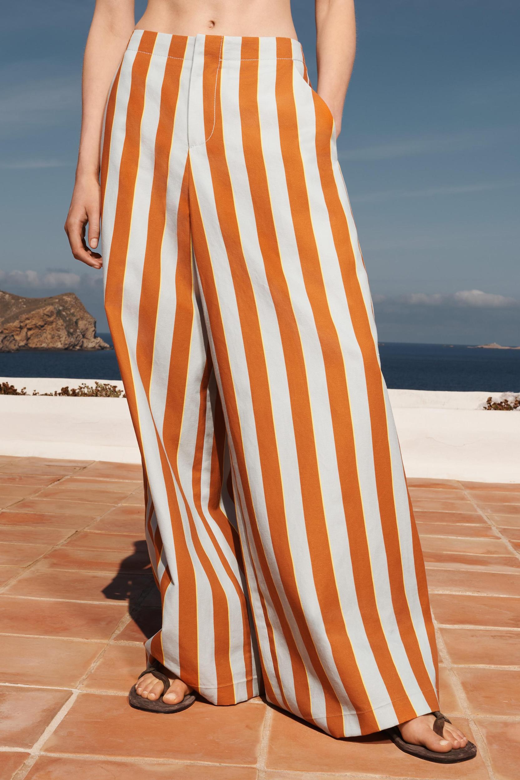 LIMITED EDITION STRIPED WIDE-LEG PANTS Product Image