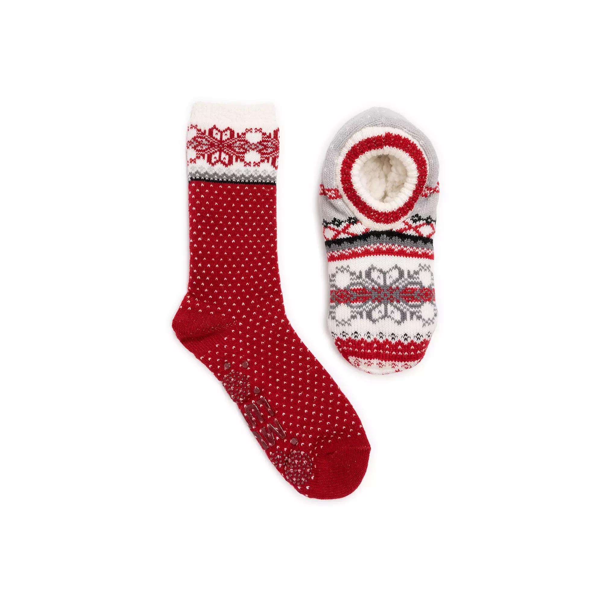 Womens MUK LUKS Ballerina Crew & Bootie Slipper Socks Set Product Image