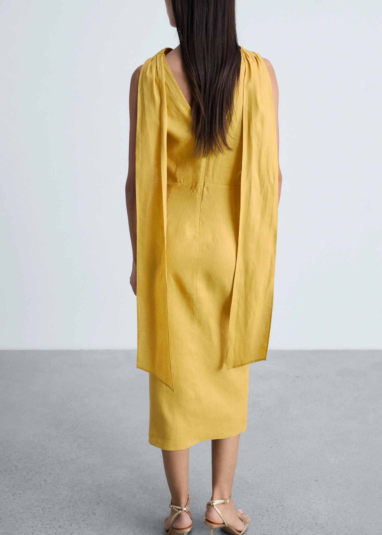 Linen pleated midi-dress - Women | MANGO USA Product Image