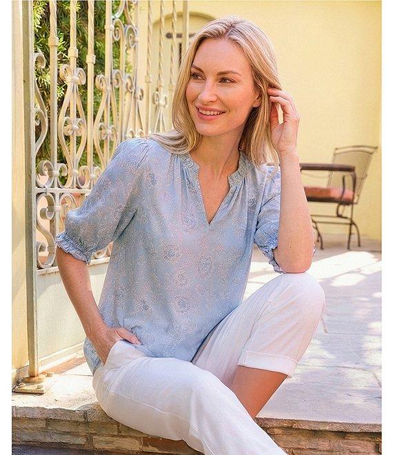 Nurture Elbow Sleeve Notch Neck Top Product Image