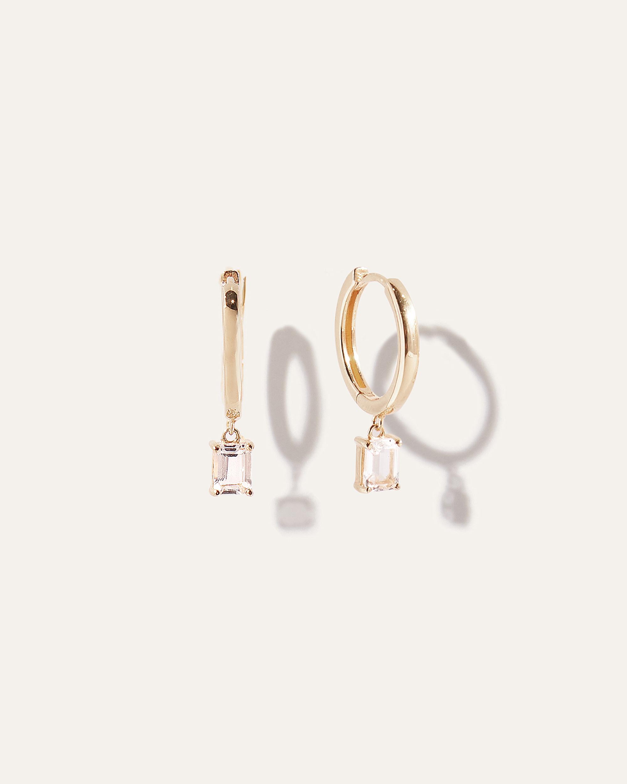 Quince | Women's Emerald Cut Topaz Dangle Hoop Earrings Product Image