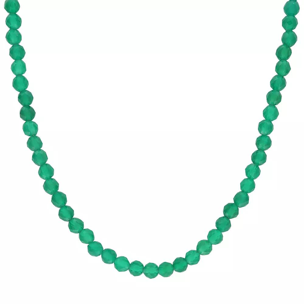 Stella Grace 18k Gold Over Silver Green Onyx Facetted Bead Necklace, Women's,  Product Image