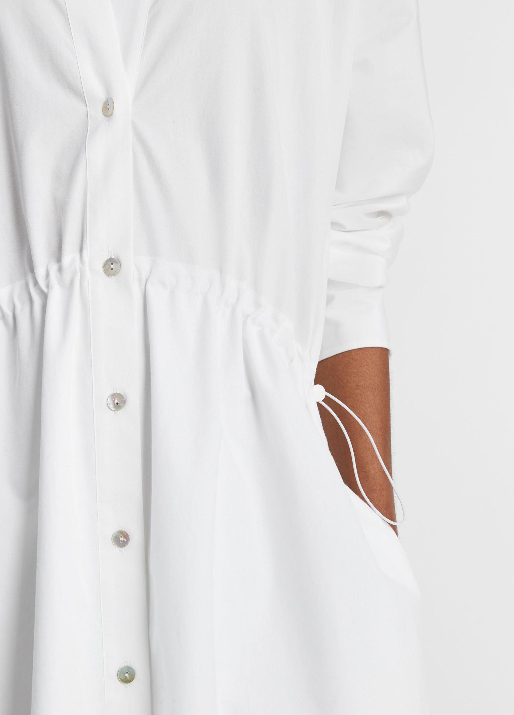 Cotton Drawcord Ruched Shirt Dress Product Image