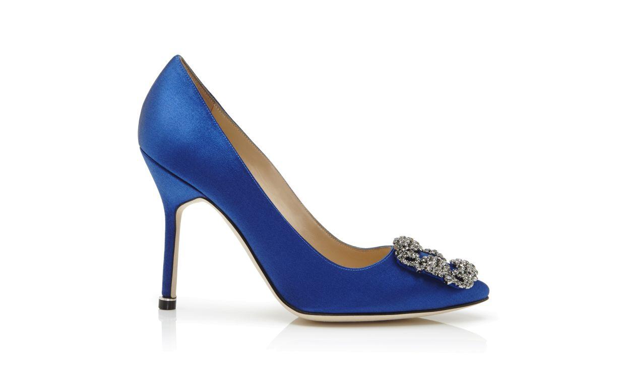 HANGISI Blue Satin Jewel Buckle Pumps Product Image