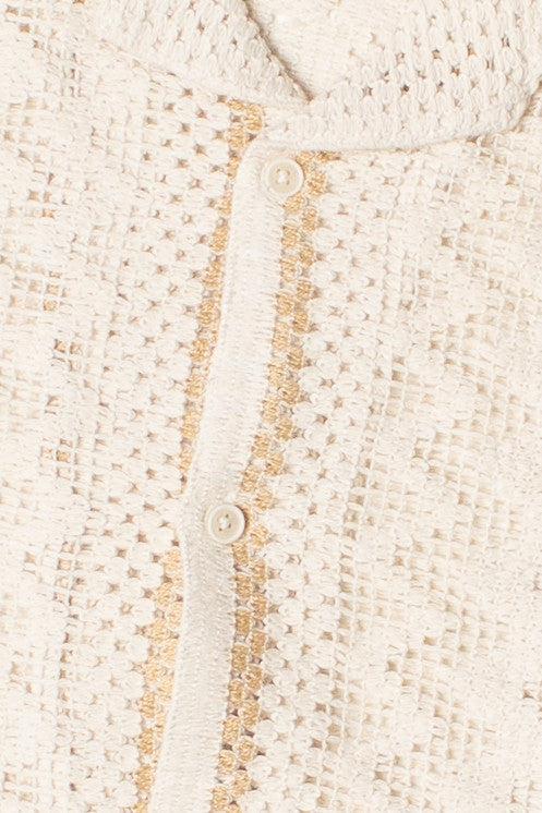 Stripe Cabana Crochet Button Up Shirt Product Image