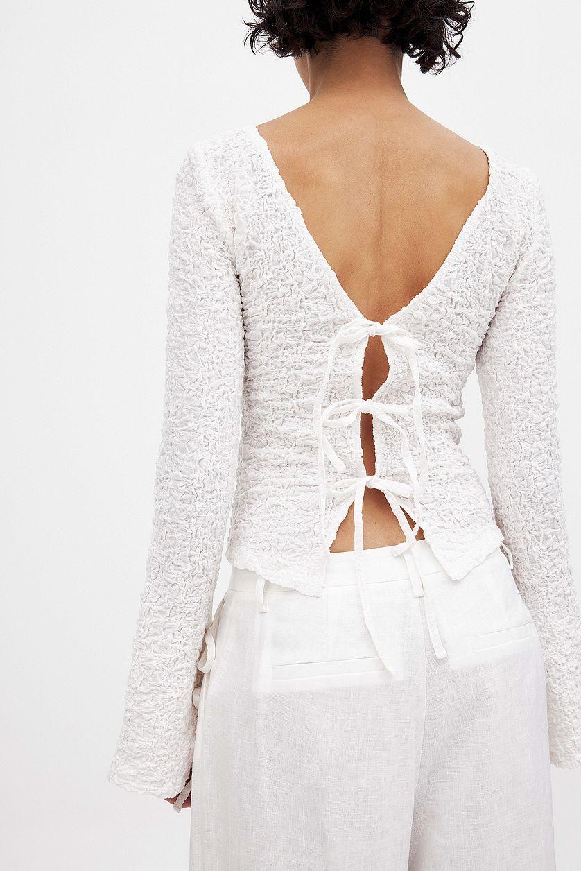 Structured Long Sleeve Top White Product Image