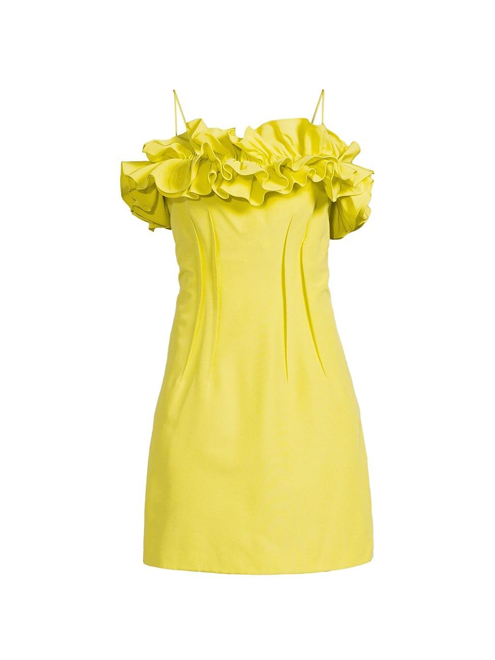 Womens Flora Ruffle Cotton-Silk Sleeveless Minidress Product Image