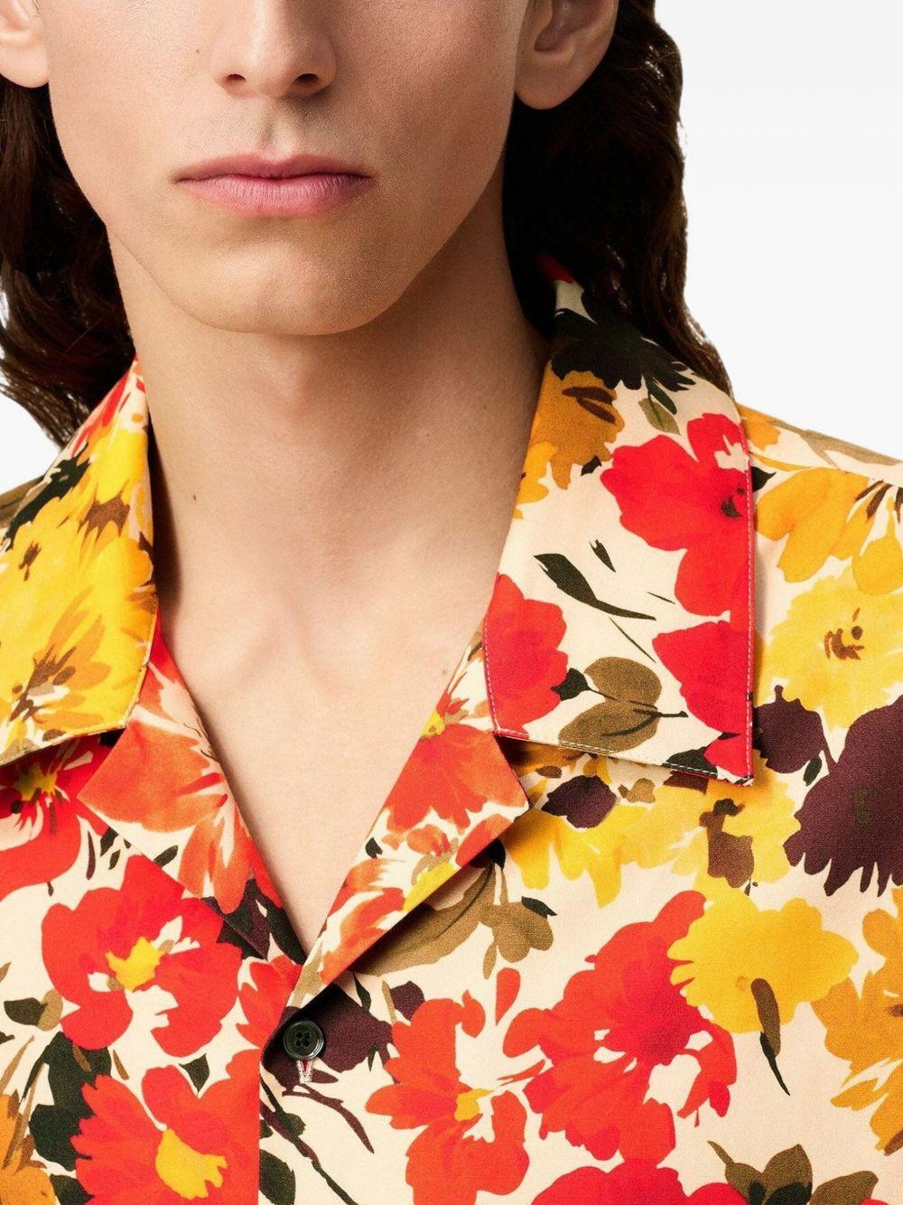 cotton floral-print shirt Product Image