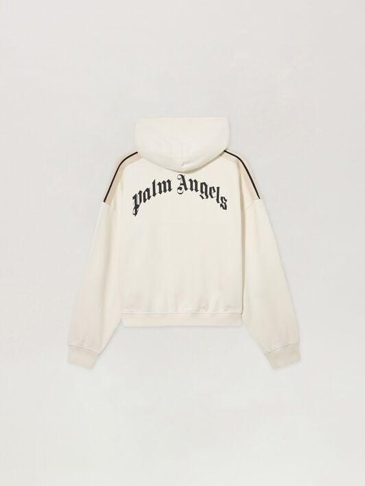 Curved Logo Loose Crop Hoodie Product Image