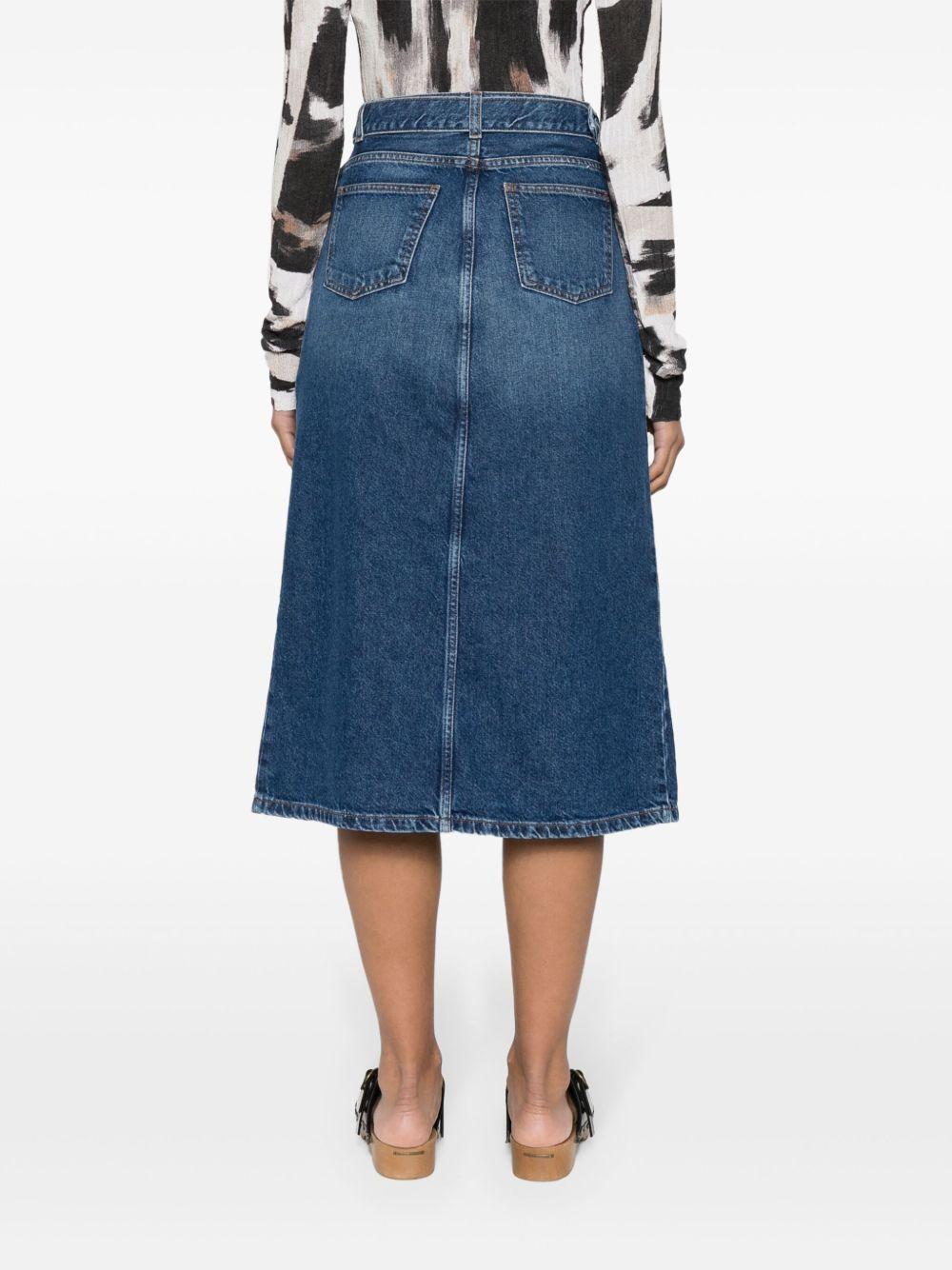 belted midi denim skirt Product Image