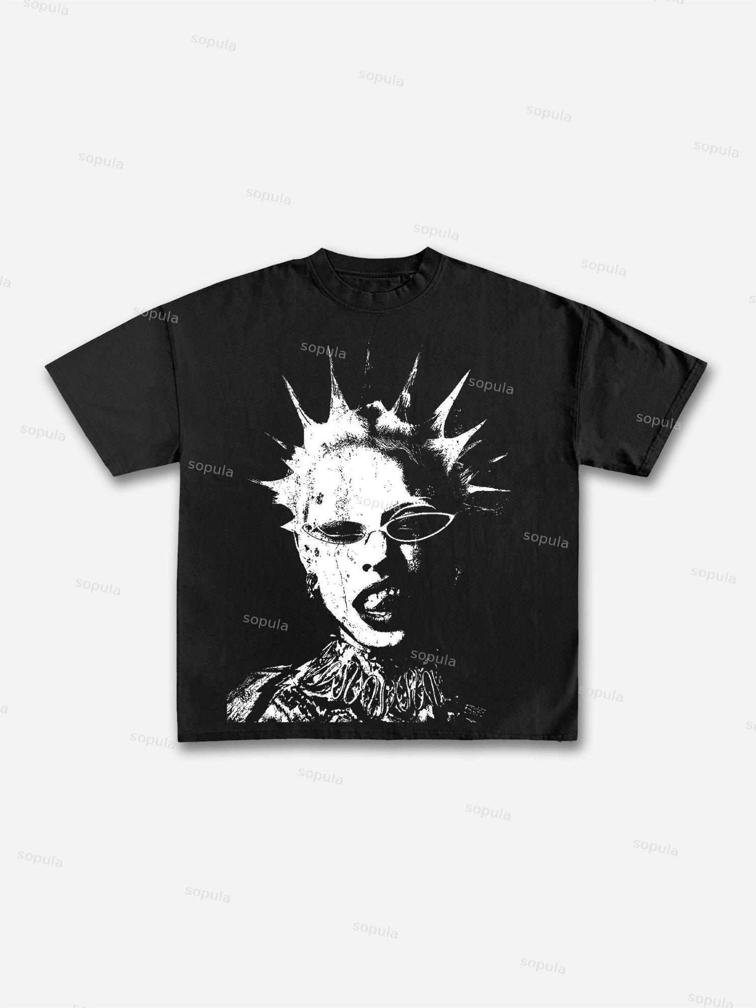 Abstract Portrait Print Cotton T-shirt Product Image