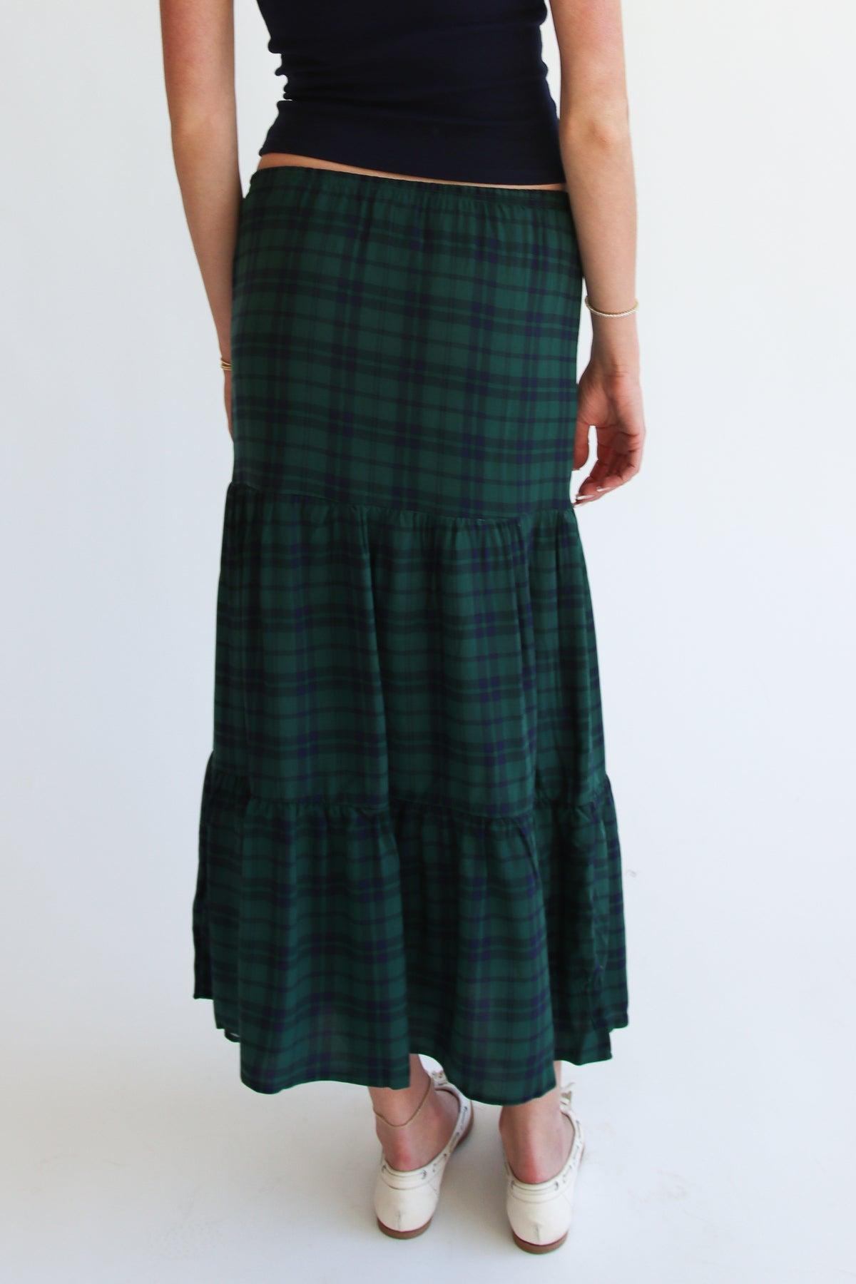 Plaid Tiered Maxi Skirt Product Image