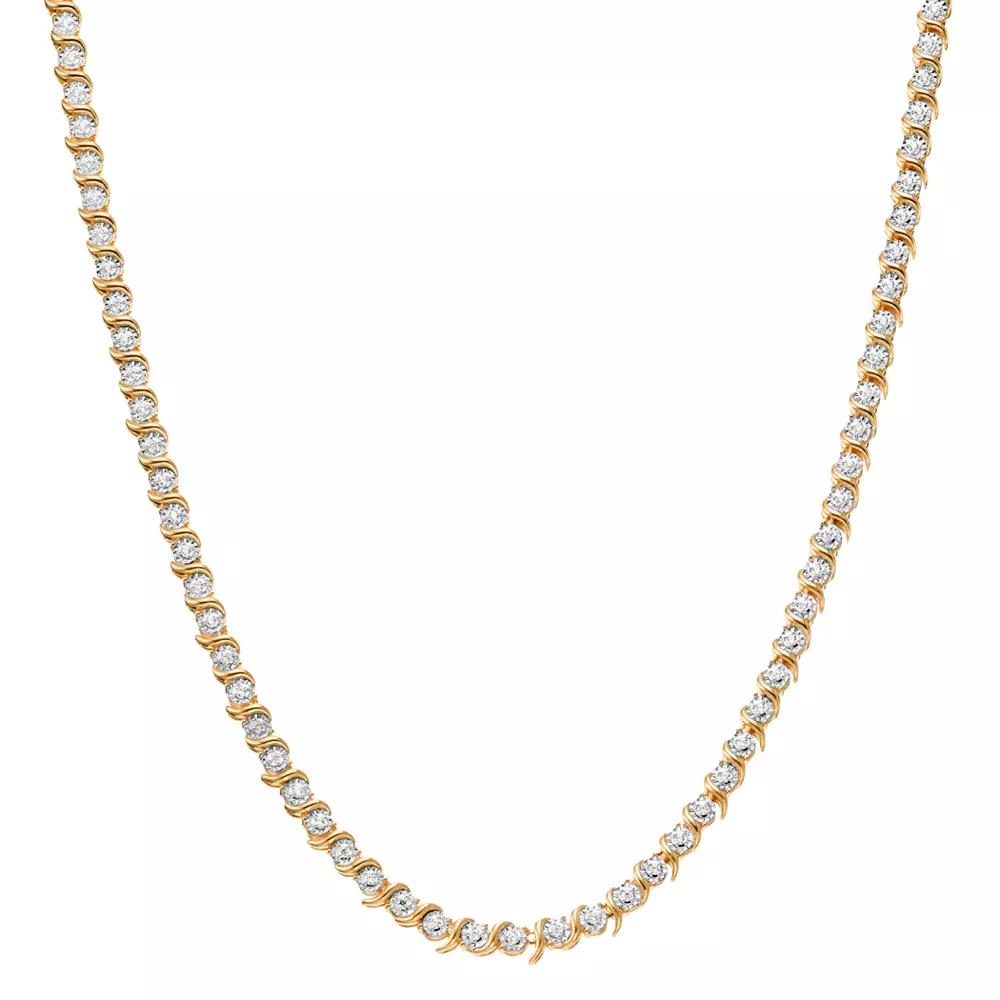 Diamond Brilliance 1 Carat T.W. Diamond Necklace, Women's, Size: 16", Gold Tone Product Image