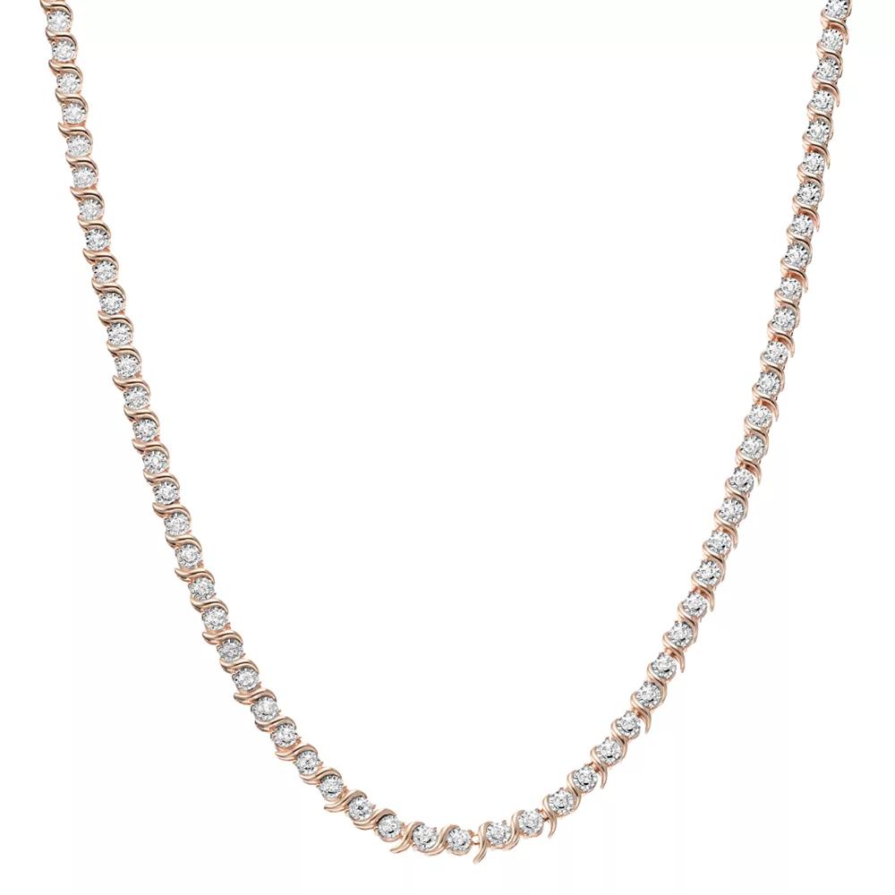 Diamond Brilliance 1 Carat T.W. Diamond Necklace, Women's, Size: 16", Pink Tone Product Image