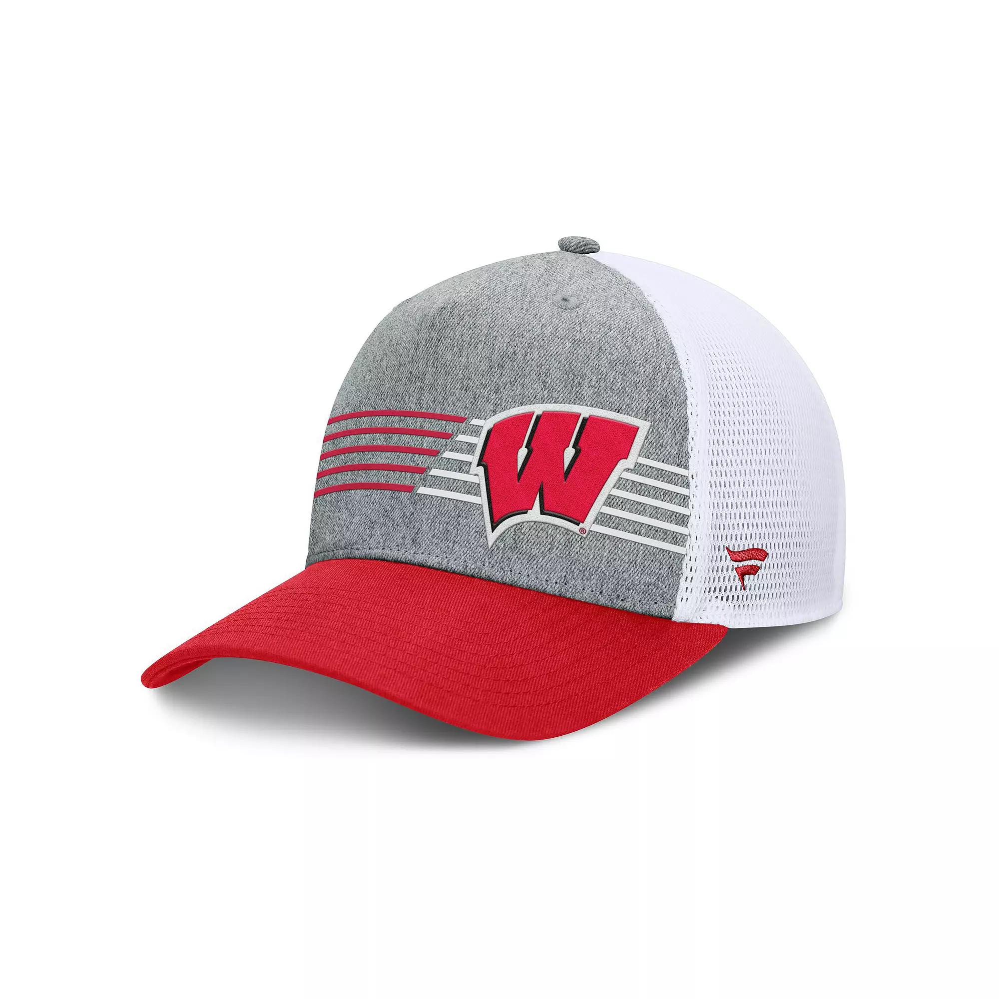 Men's Fanatics Heather Gray/Red Wisconsin Badgers Profile Trucker Adjustable Hat, Grey Product Image