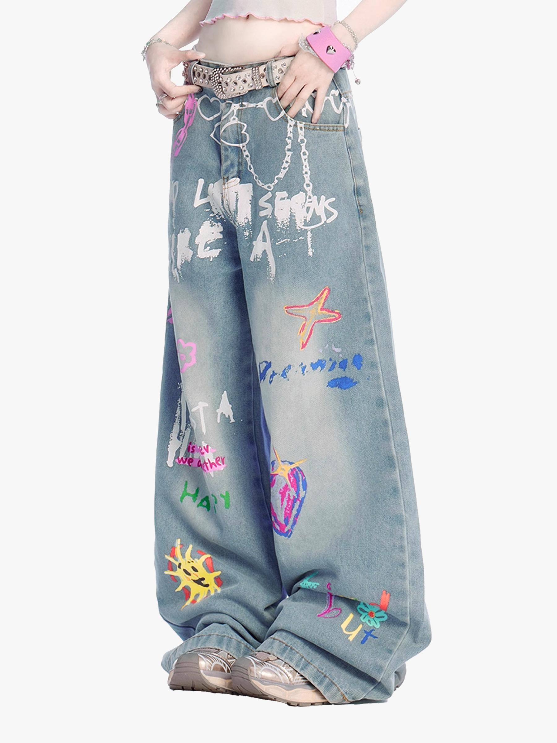 Aelfric Eden Graffiti Baggy Jeans Product Image