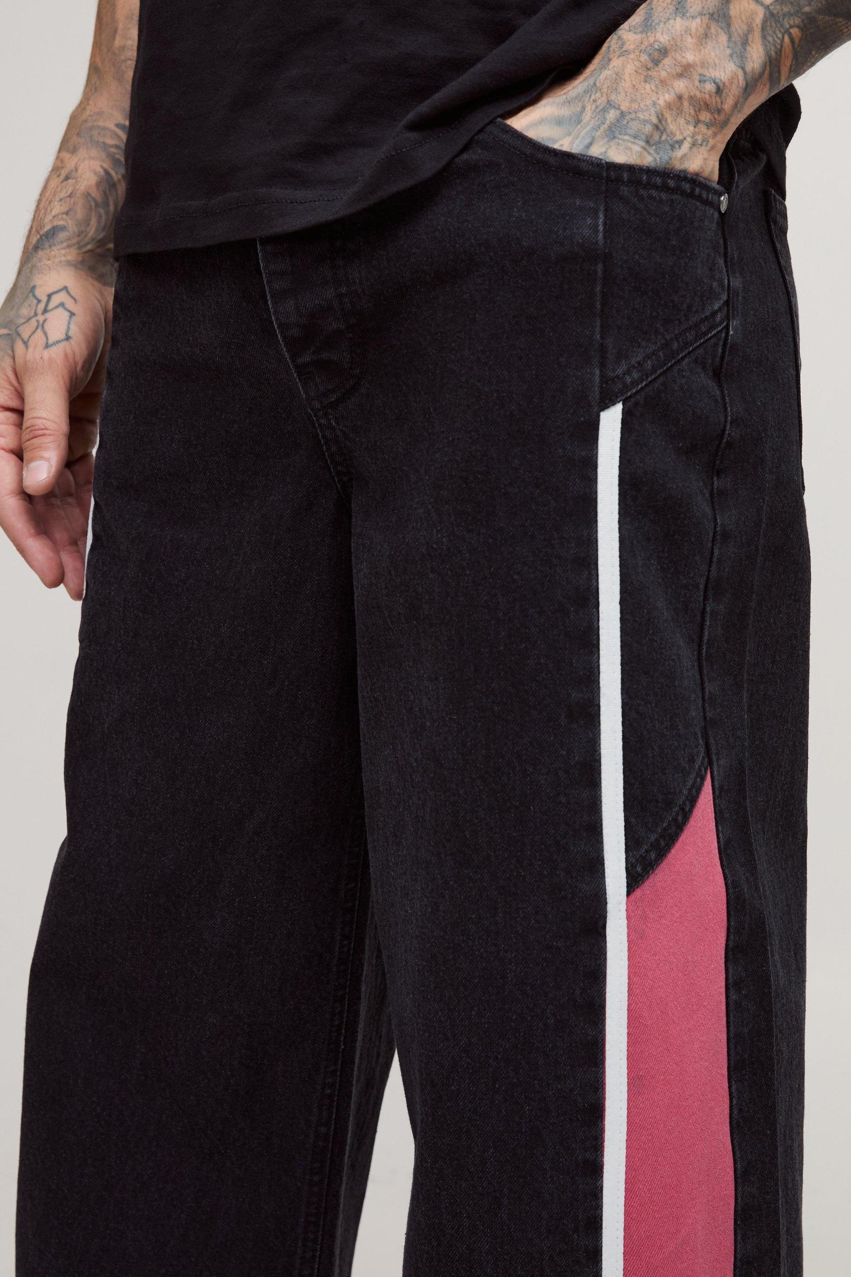 Tall Baggy Moto Panel Jeans | boohooMAN USA Product Image