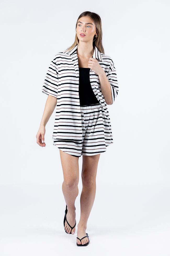 Backyard Hangout Neutral Striped Terrycloth Set FINAL SALE Product Image