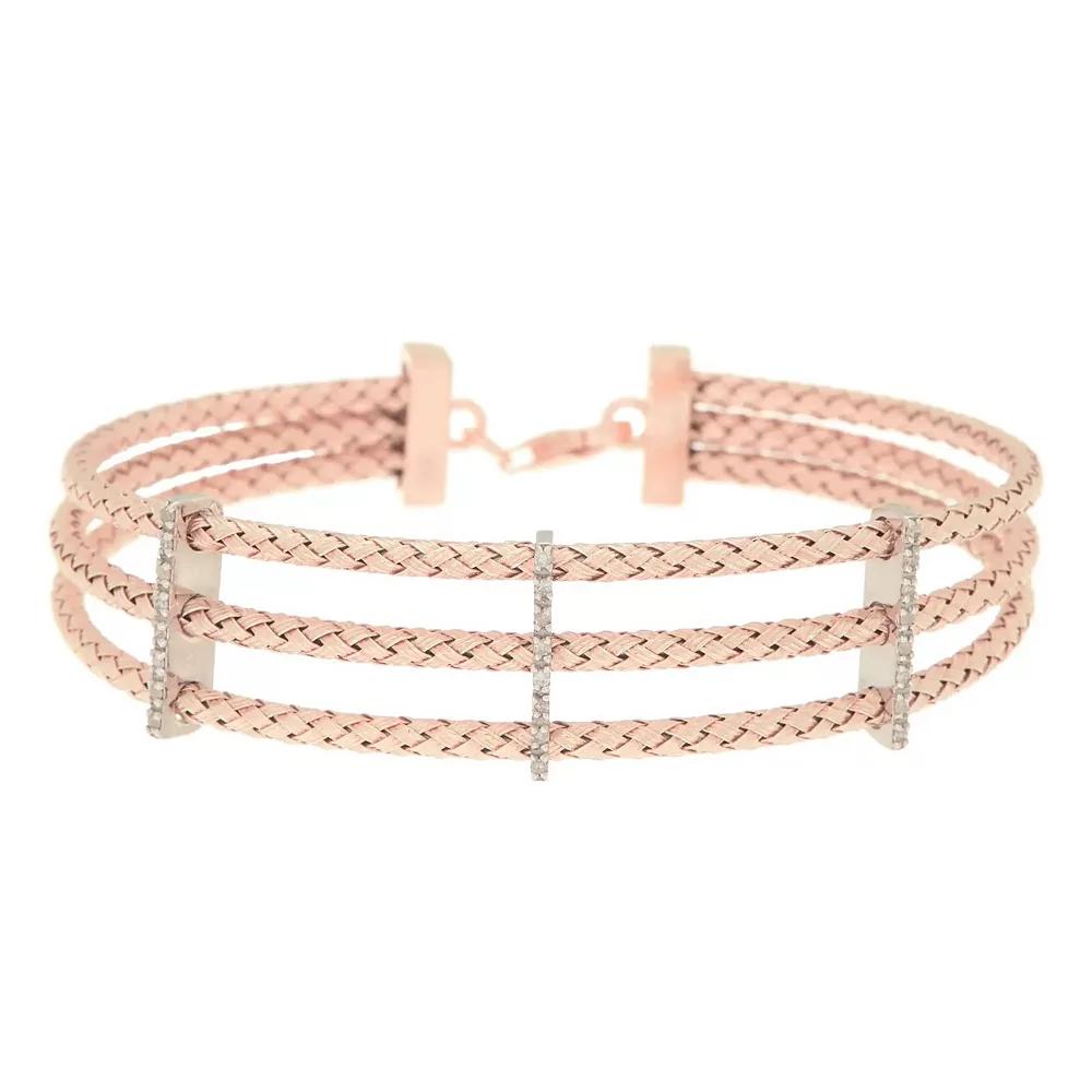 Meshmerise 1/6 Carat T.W. Diamond Triple Row Bracelet, Women's, Size: 7", Pink Tone Product Image