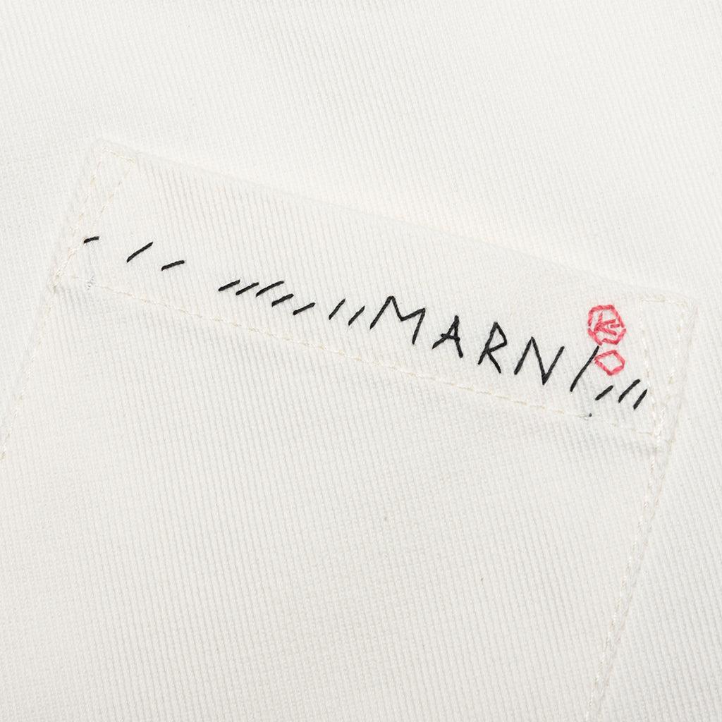 White Drill Shirt With Mending - Lily White Male Product Image