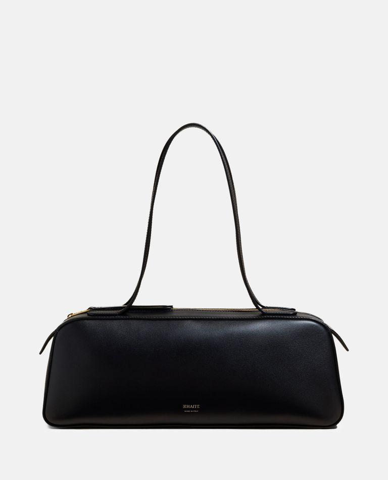 KHAITE Simona Crackle Patent Leather Shoulder Bag In Black Product Image