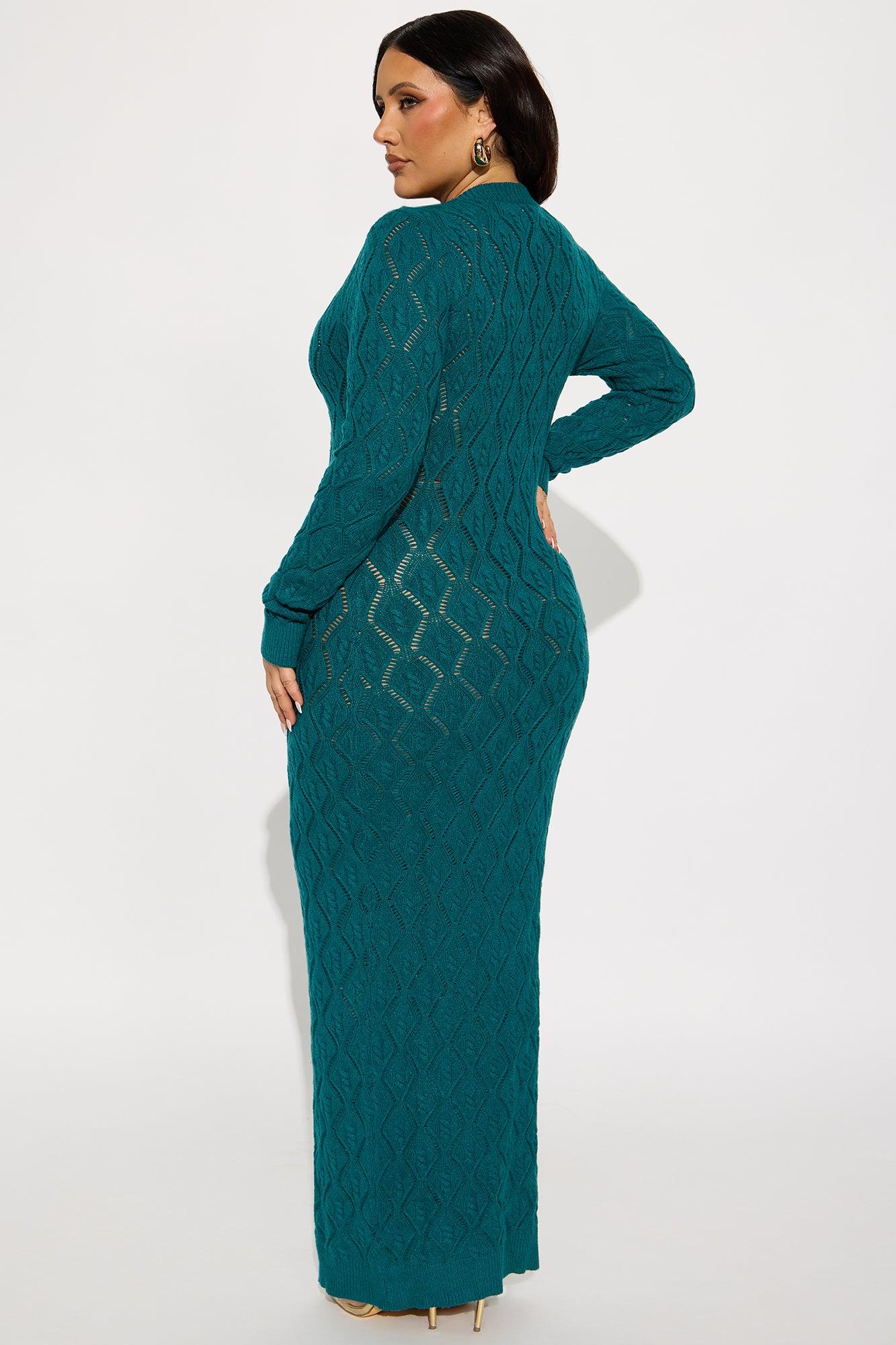 Oriana Sweater Maxi Dress - Teal Female Product Image