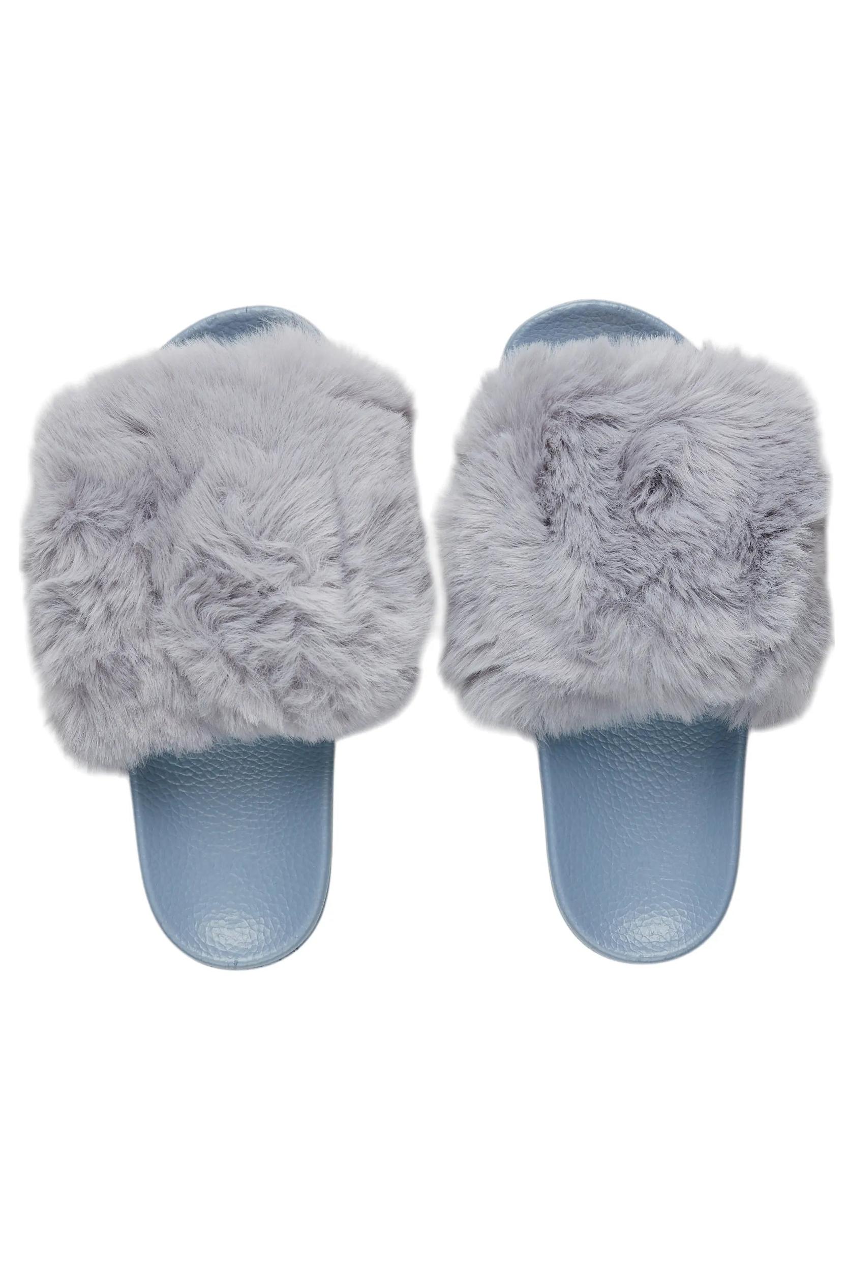 Tatyana Grey Fur Slides Female Product Image