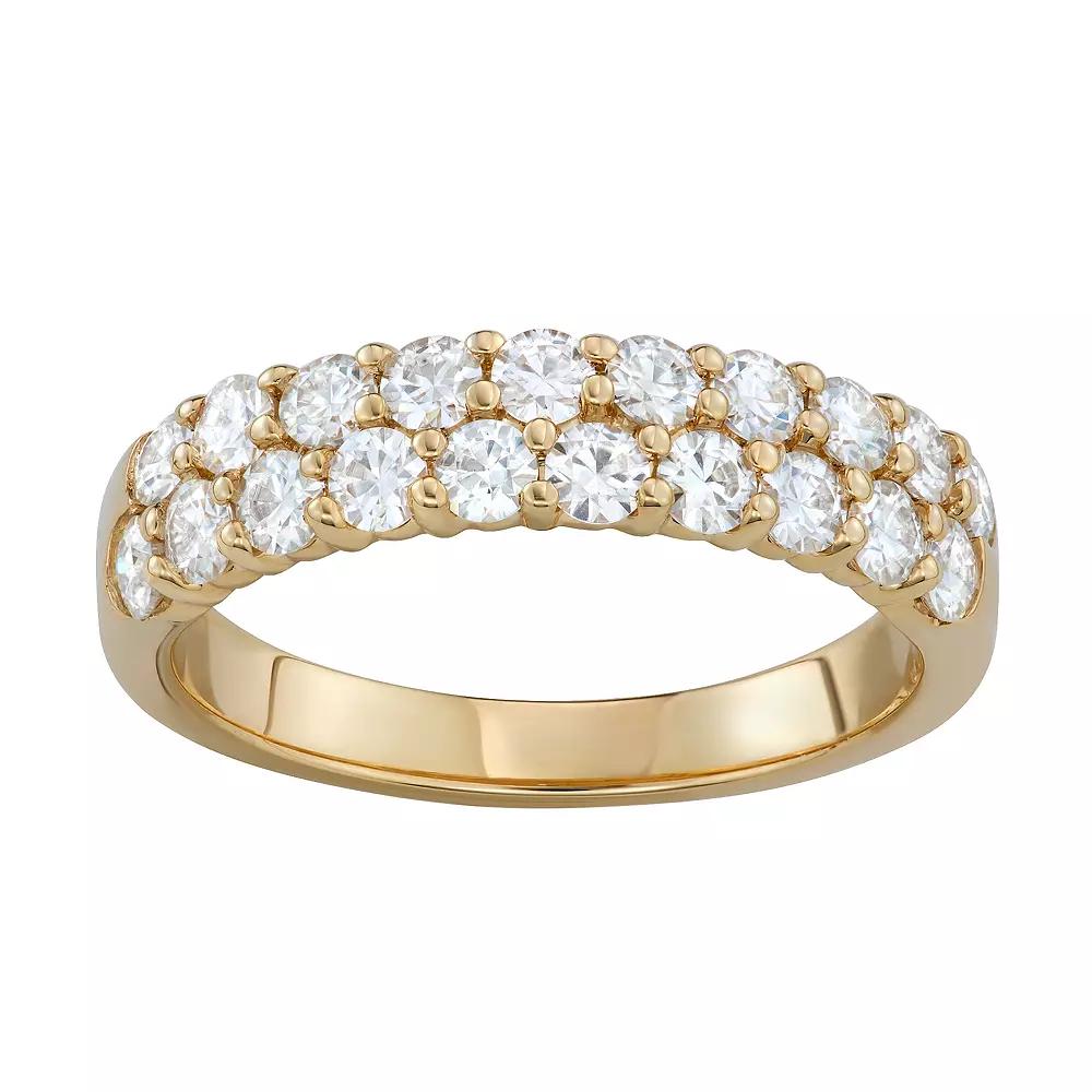 Charles & Colvard 14k White Gold 1 Carat T.W. Lab-Created Moissanite Two-Row Wedding Band, Women's, Size: 9, Yellow Product Image