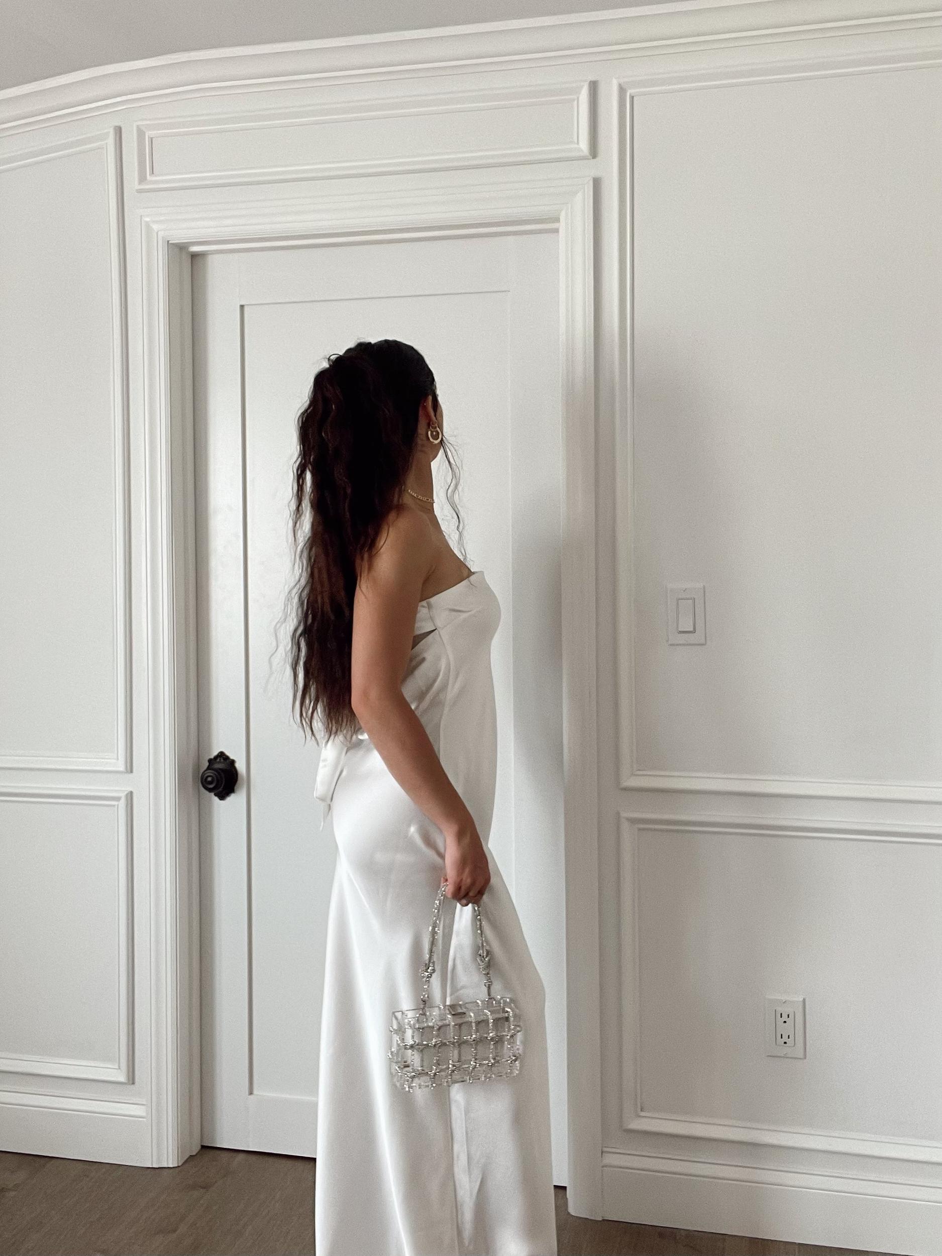 FINAL SALE WeWoreWhat | Strapless Silky Maxi Dress | White Product Image