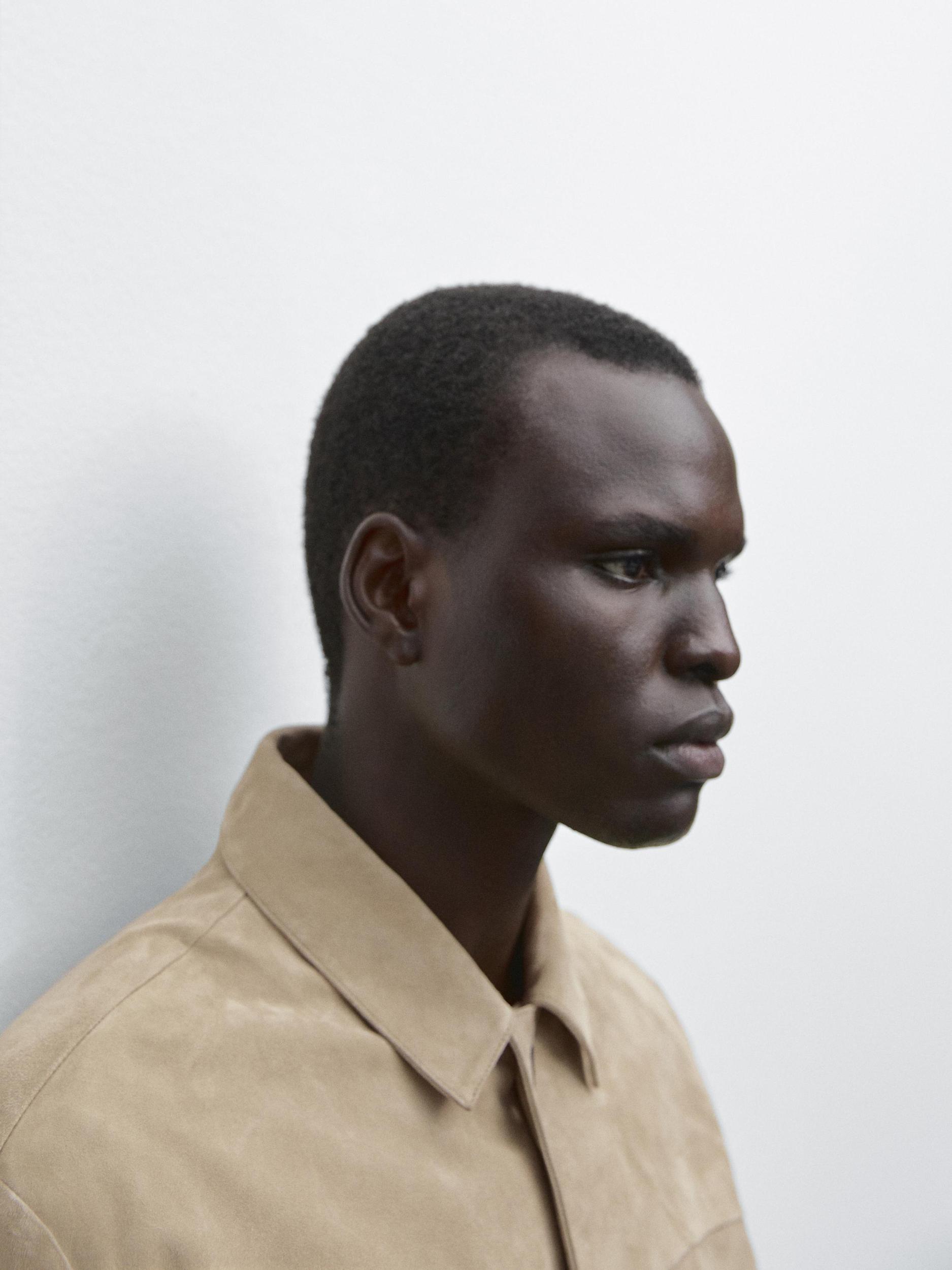 Short suede leather jacket Product Image