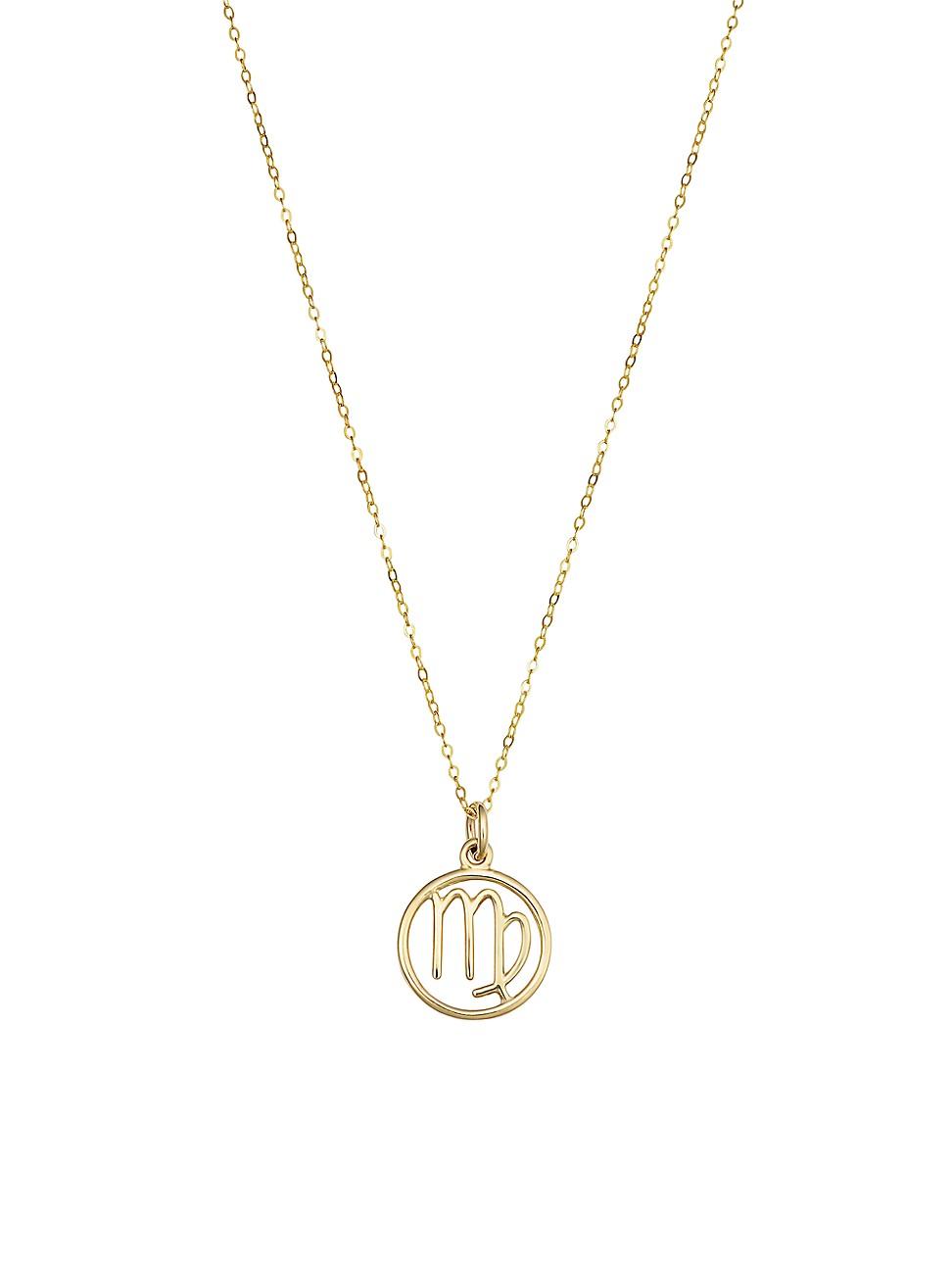 Womens 14K Yellow Solid Gold Zodiac Pendant Necklace Product Image