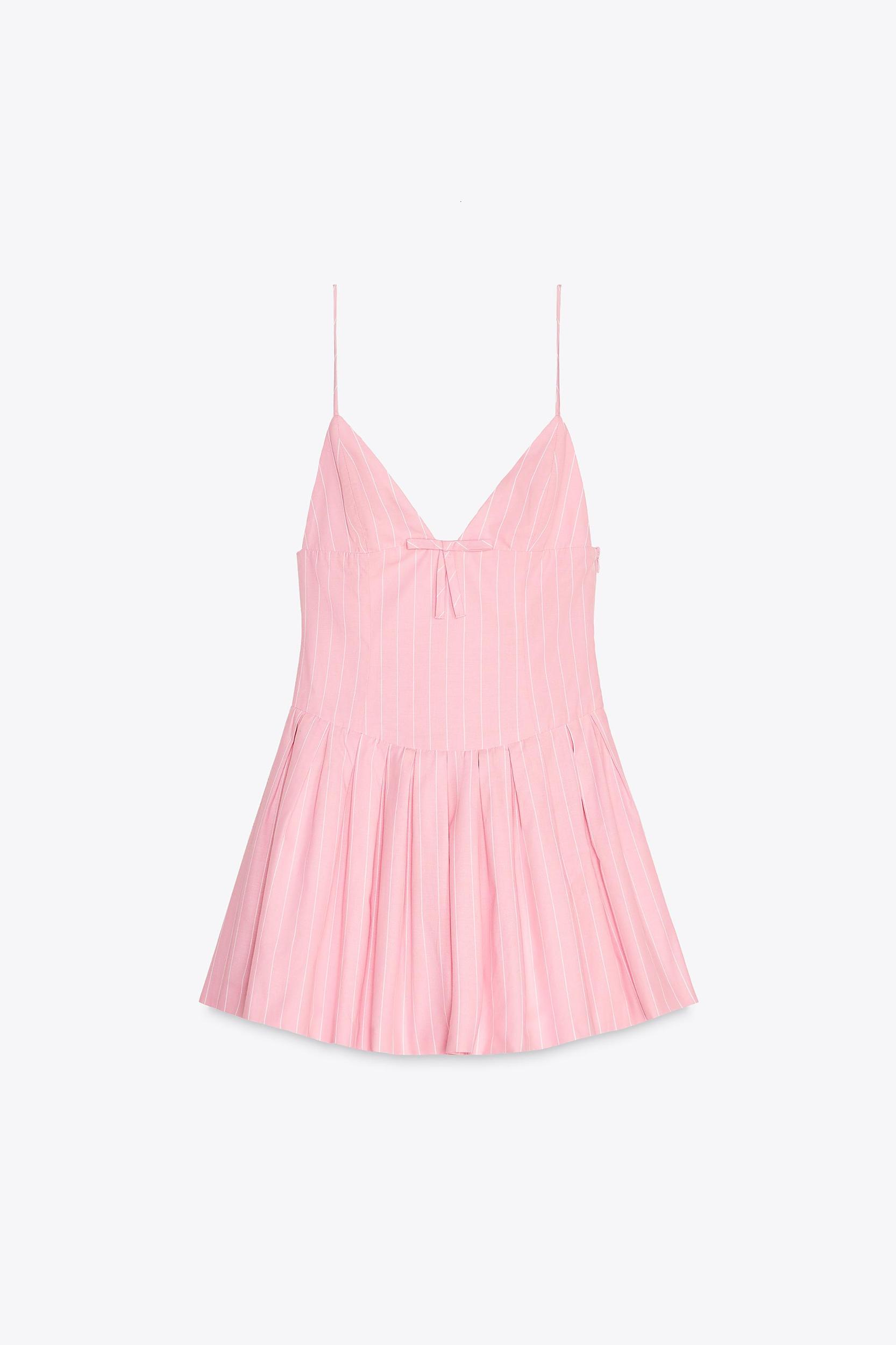 SHORT STRIPED BOW DRESS Product Image