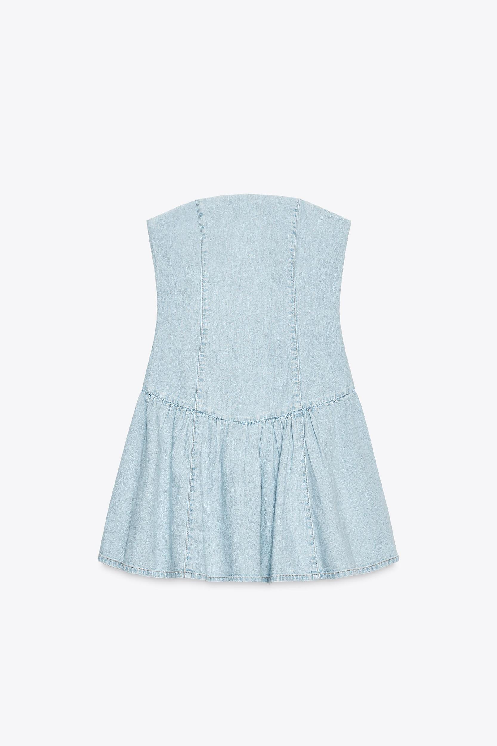 TRF DENIM BANDEAU DRESS Product Image