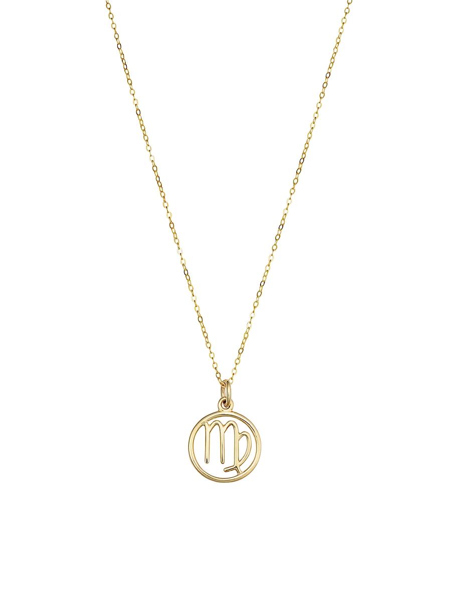 Womens 14K Yellow Solid Gold Zodiac Pendant Necklace Product Image