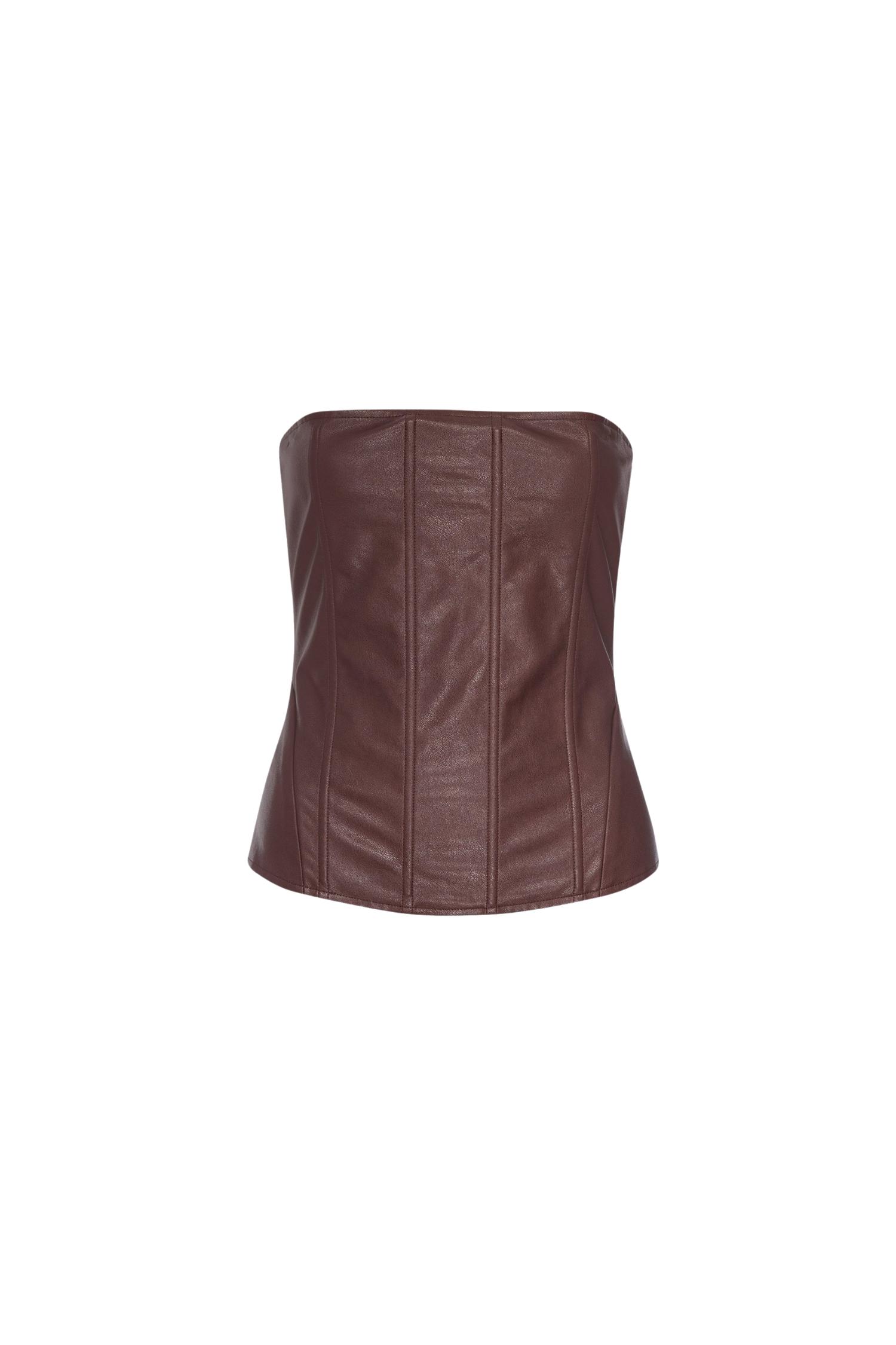 LIBRA CORSET - BROWN VEGAN LEATHER Product Image