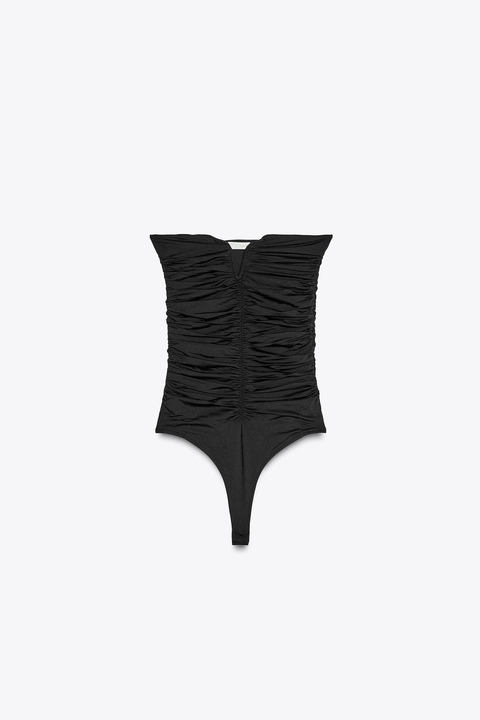 RUCHED POLYAMIDE BANDEAU BODYSUIT Product Image
