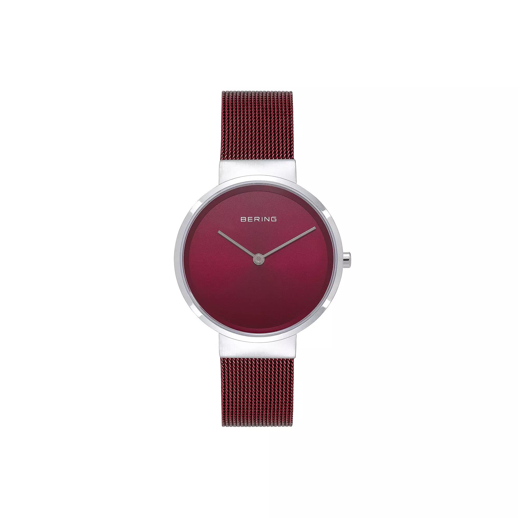 BERING Women's Classic Red Stainless Steel Mesh Watch - 14531-303, Size: Medium Product Image