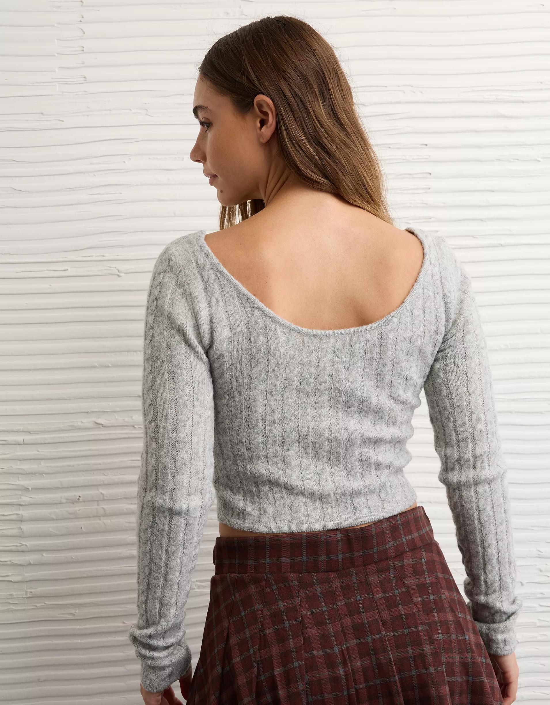 AE Whoa So Soft Cropped Scoop Neck Sweater Product Image