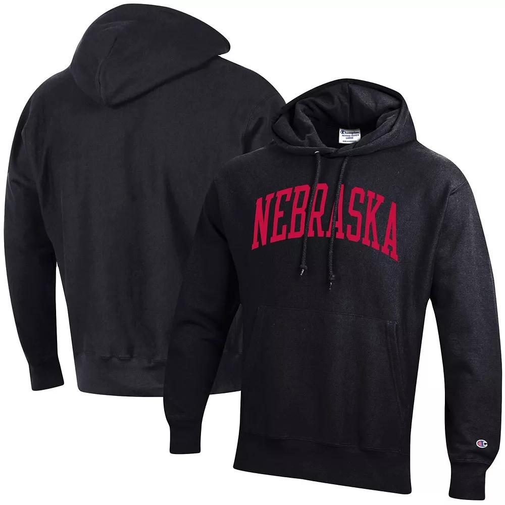 Men's Champion Black Nebraska Huskers Team Arch Reverse Weave Pullover Hoodie,  Product Image