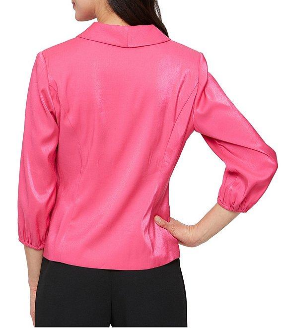 Alex Evenings V-Neck 3/4 Sleeve Button Front Shimmer Blouse Product Image
