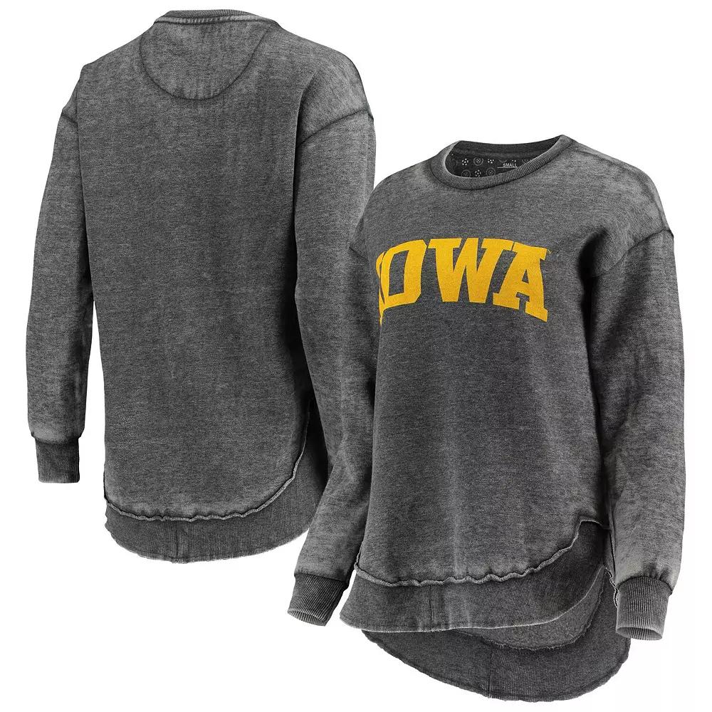 Women's Pressbox Black Iowa Hawkeyes Vintage Wash Pullover Sweatshirt,  Product Image