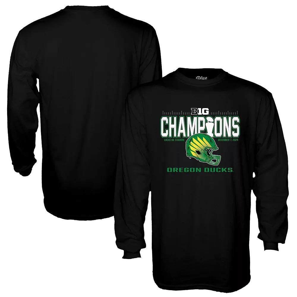 Men's Blue 84 Black Oregon Ducks 2024 Big Ten Football Conference Champions Locker Room Long Sleeve T-Shirt, Size: Small Product Image