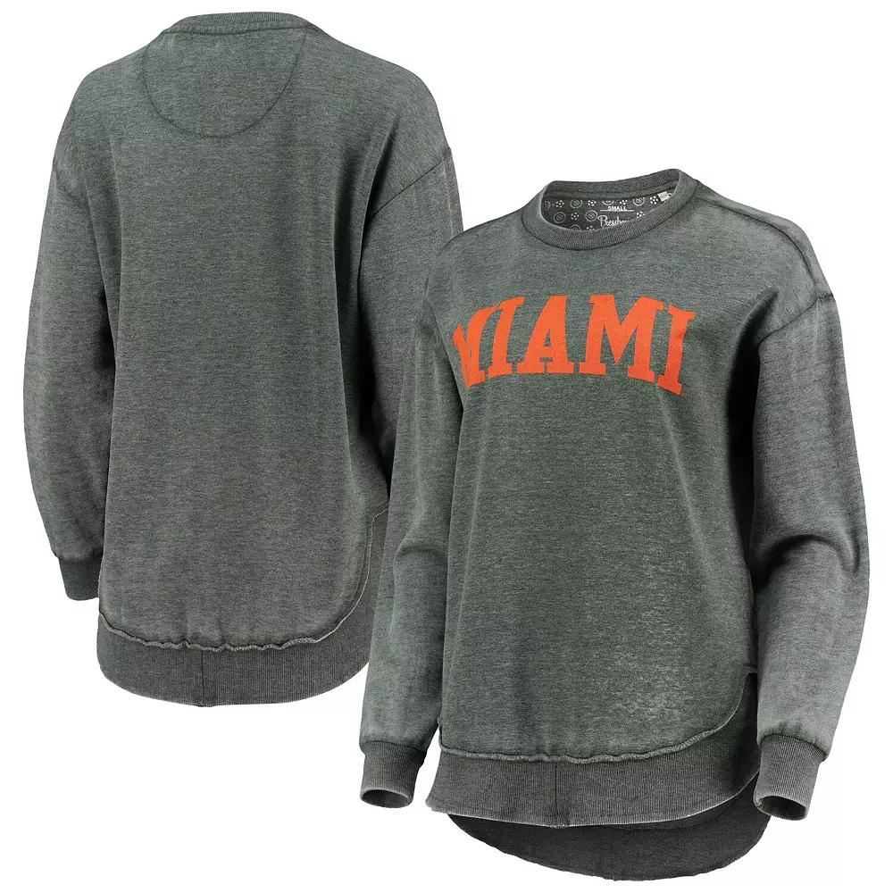Women's Pressbox Green Miami Hurricanes Vintage Wash Pullover Sweatshirt, Size: Medium Product Image